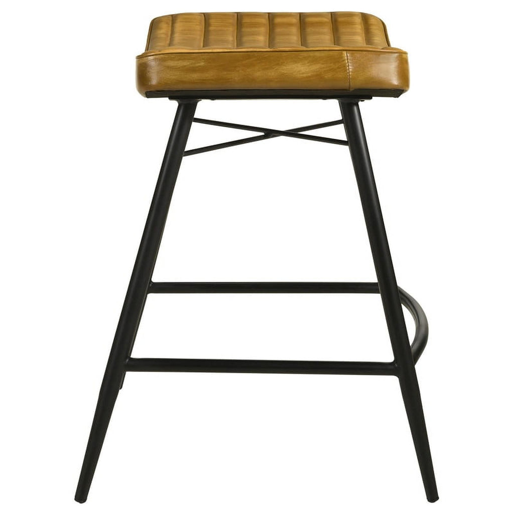 25" Leather Upholstered Counter Height Stool in Camel E12502