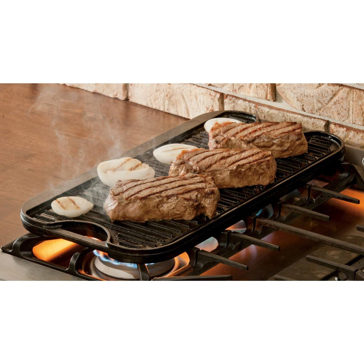 Black Cast-Iron Reversible Grill & Griddle B6700