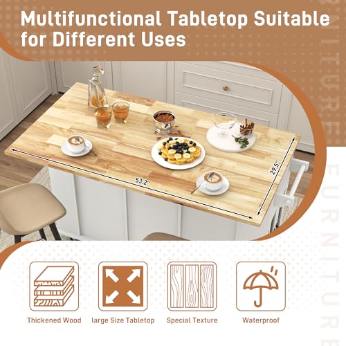 59" Kitchen Island with Power Outlet, Drop Leaf, Spice Rack, Drawers and Adjustable Shelves J2991