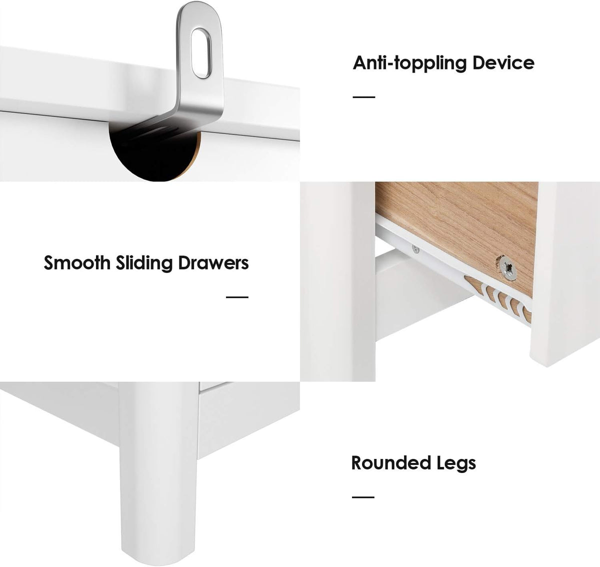 White 5 Drawer Wood Dresser V39813