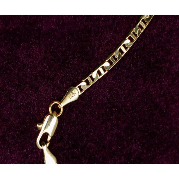 14K Bonded Gold Cuban Chain Necklace with Initial Letters Charm Y47577