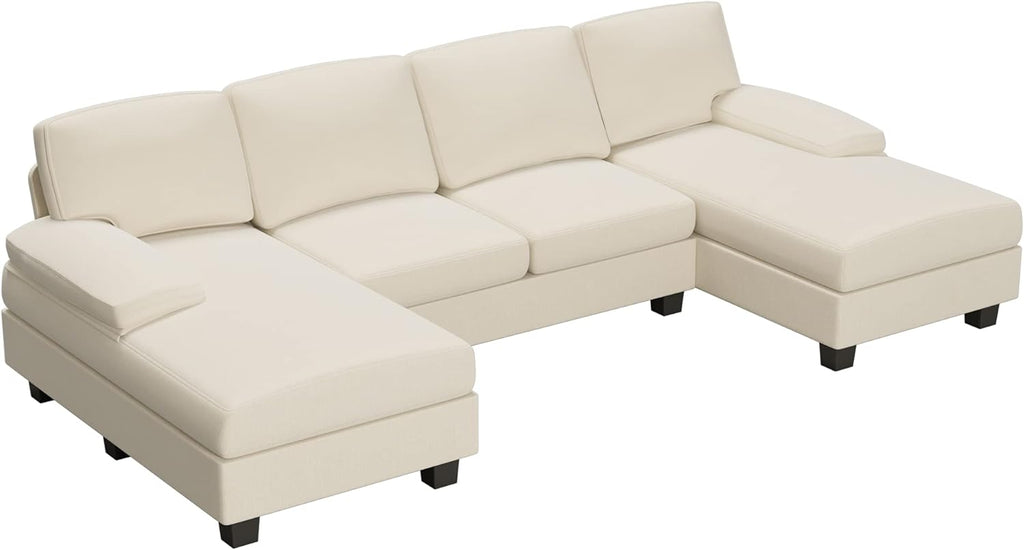 White Modular Sectional Sofa Sleeper with Double Chaise W28887