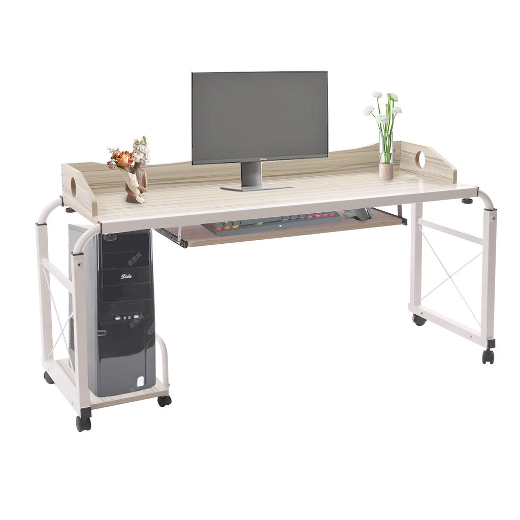 Over Bed Laptop Table Mobile Desk with Wheels Adjustable B7956
