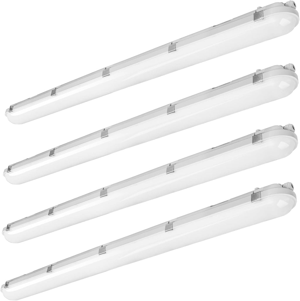4 Pack 4FT 40W LED Vapor Tight Light, 4400 Lumens 5000K, IP65 Waterproof, 0-10V Dimmable J112