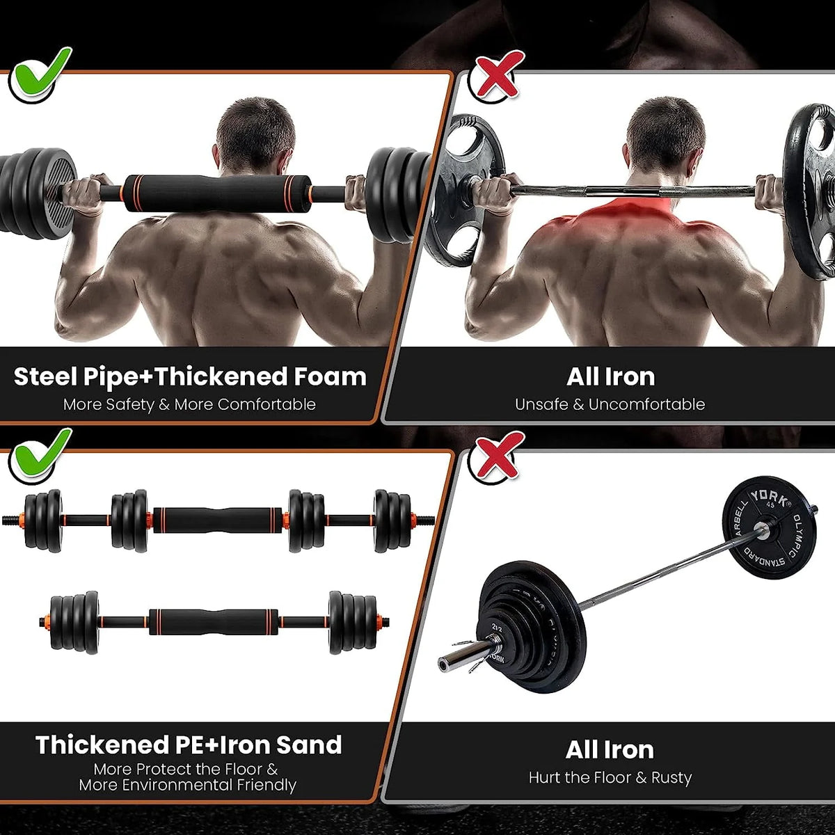 77 lbs Adjustable Dumbbell Set Black L353