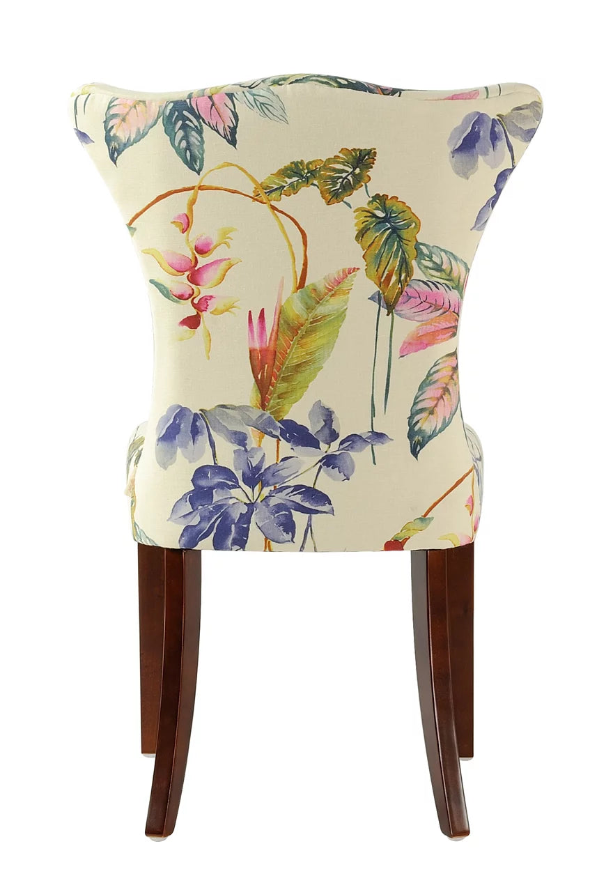 Off White Floral Fabric Accent Chair G4790