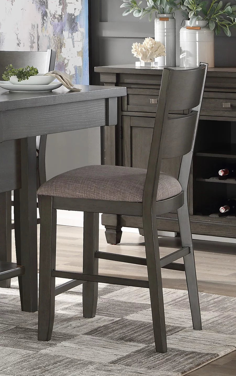 Gray 5pc Counter Height Dining Set with Wine Rack M2602