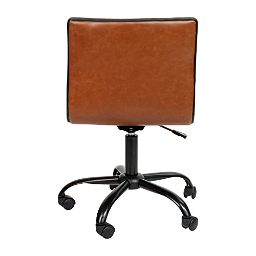 White Ribbed Upholstered Vinyl Swivel Desk Chair T902