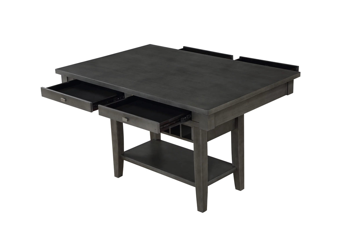 Gray 5pc Counter Height Dining Set with Wine Rack M2602