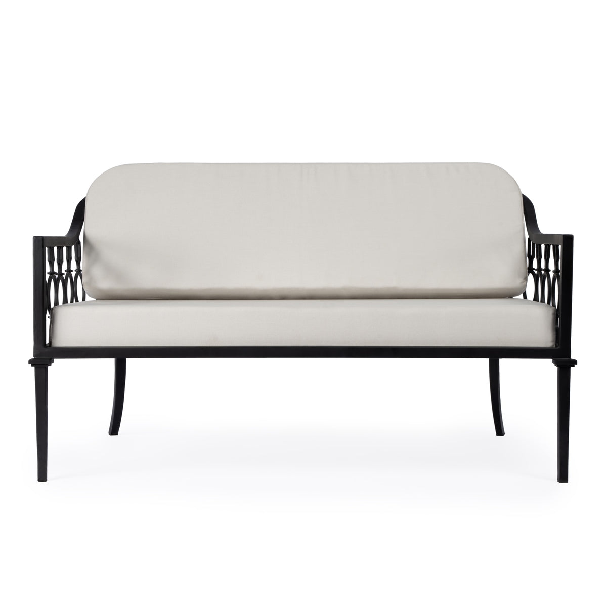 Black Iron Upholstered Outdoor Loveseat J1647