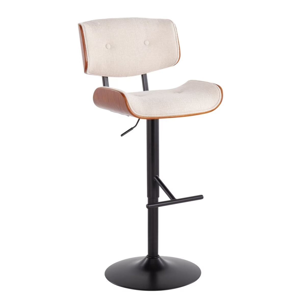Black Metal Barstool with Walnut Wood Accent W677