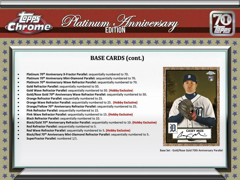 Topps Chrome Baseball Platinum Anniversary Hobby I3086