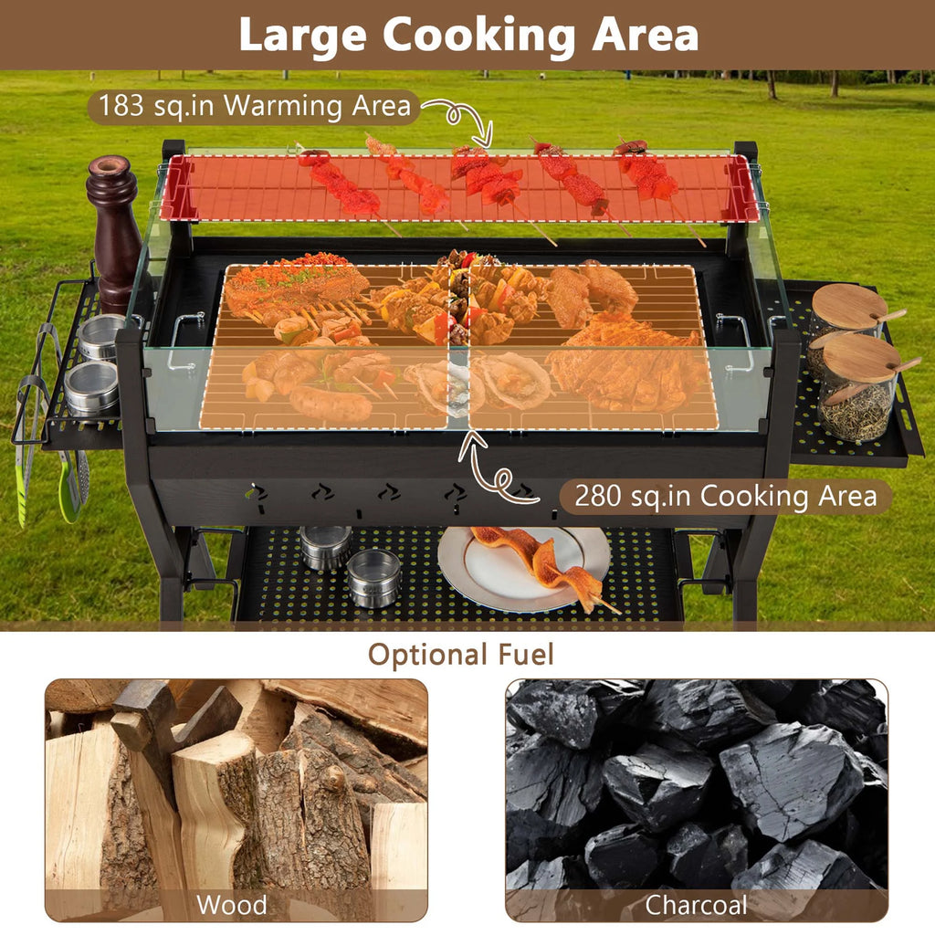 Stainless Steel Charcoal Grills with Storage Shelf Z256222