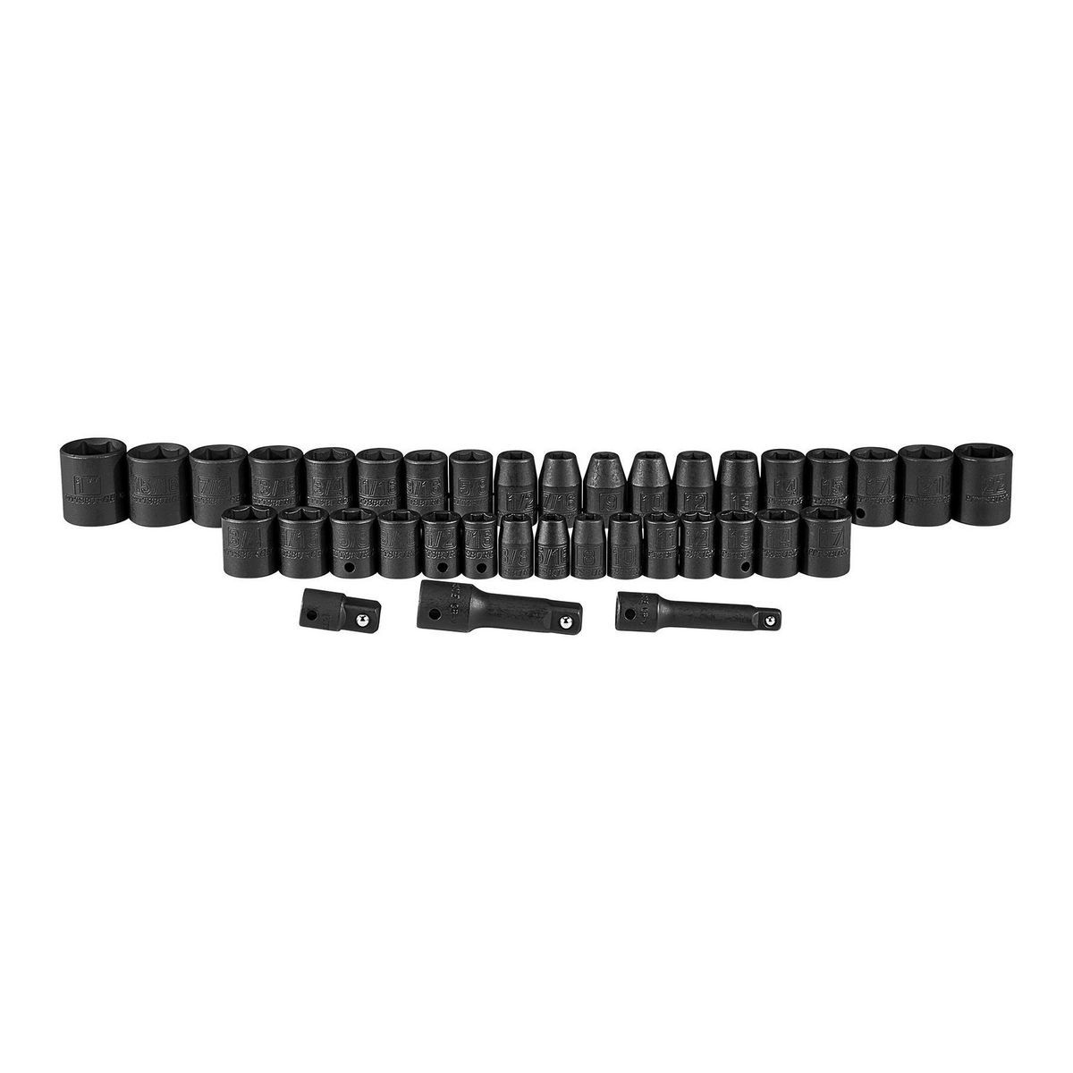 3/8 in., 1/2 in. Drive SAE and Metric Impact Socket Set, 37 Piece N888482