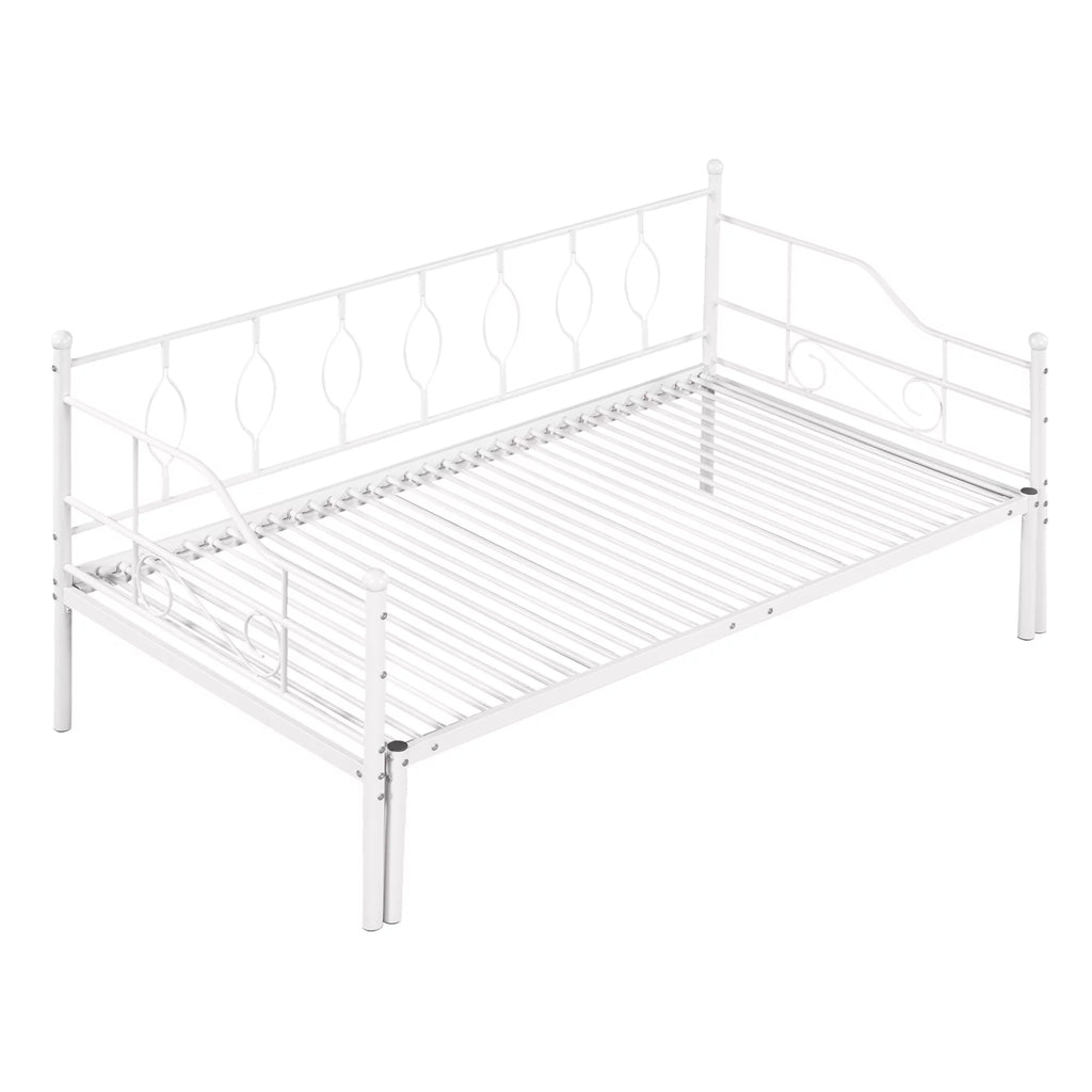 White Twin Size Metal Daybed with Trundle O54811