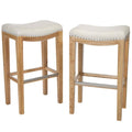 Beige Backless Bar Stool Set of 2 J87683