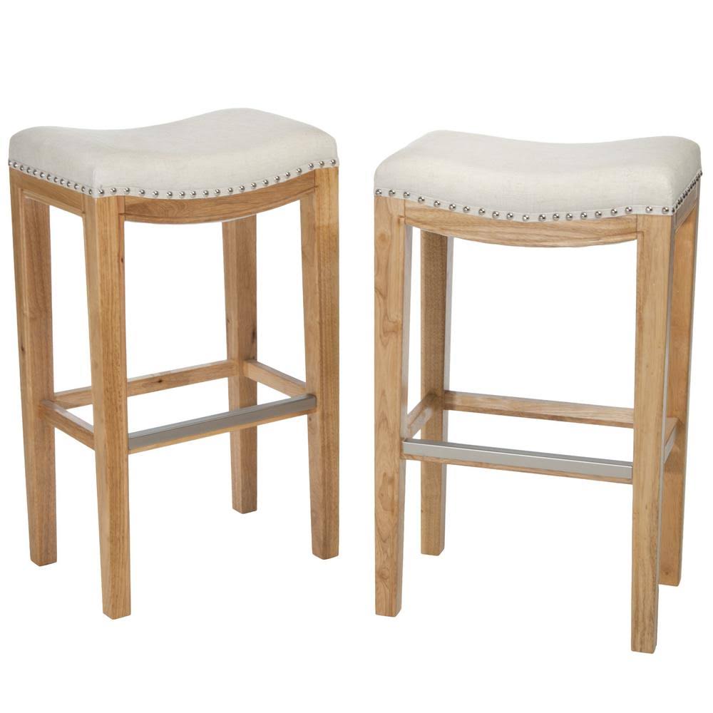 Beige Backless Bar Stool Set of 2 J87683