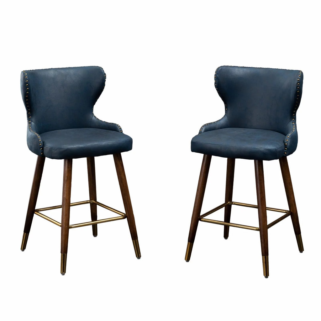 Yellow Faux Leather Counter Stool Set of 2 N5596