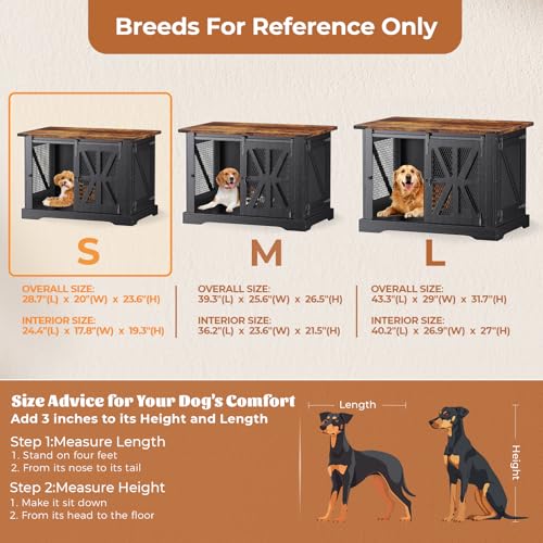 40" Heavy Duty Dog Crate Furniture with Double Doors Black L2403