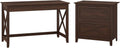 54W Computer Desk with Storage and 2 Drawer Lateral File Cabinet, Pure White Oak E77462