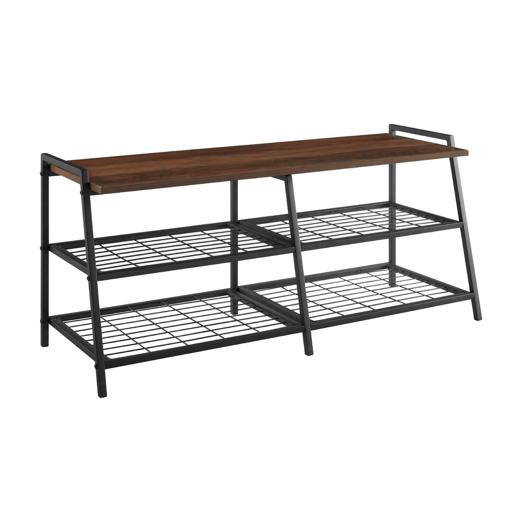 Industrial Shelf Entry Bench Grey Wash X9377