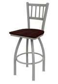 Swivel Bar Stool with Anodized Nickel Finish and Dark Cherry Oak Seat K2314